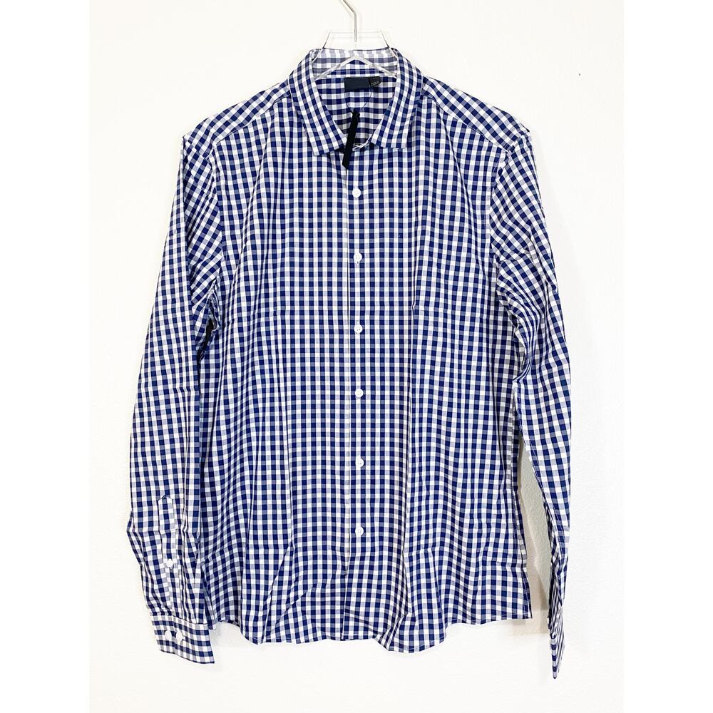 ASOS Blue White Check Button Front Size Large